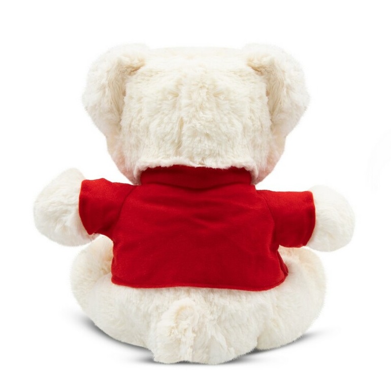 White Teddy Bear with a Red T-shirt Suitable for Printing